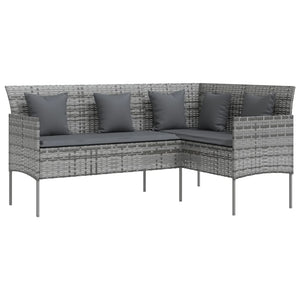 Divano a Forma di L con Cuscini in Polyrattan Grigio cod mxl 63076