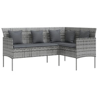 Divano a Forma di L con Cuscini in Polyrattan Grigio 318585