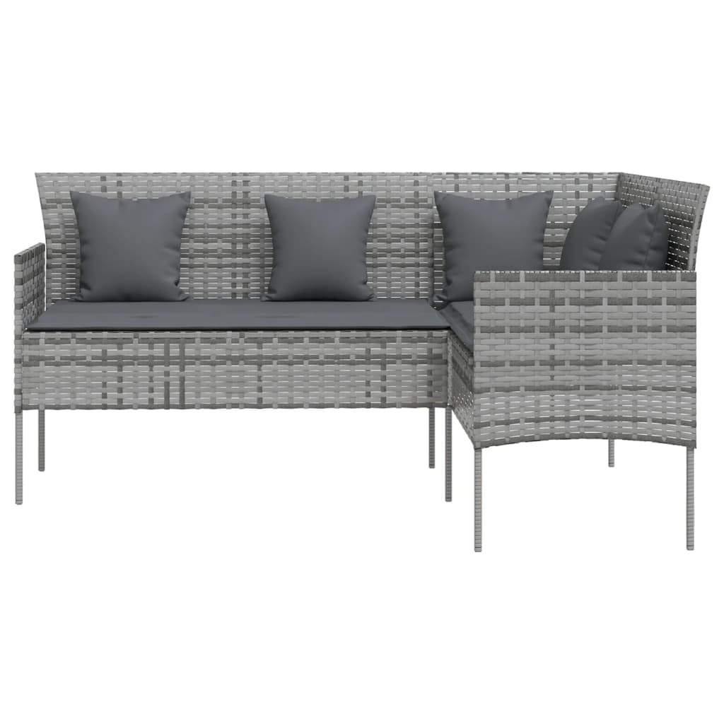 Divano a Forma di L con Cuscini in Polyrattan Grigio cod mxl 63076