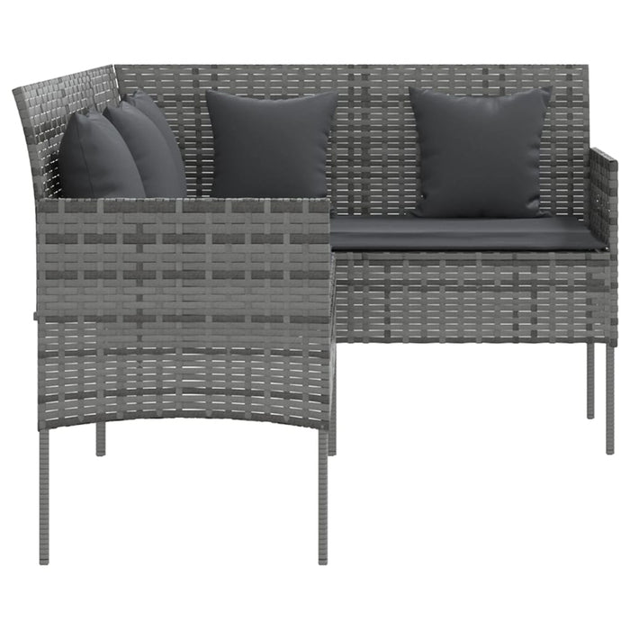 Divano a Forma di L con Cuscini in Polyrattan Grigio cod mxl 63076