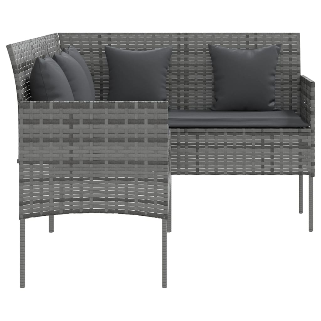 Divano a Forma di L con Cuscini in Polyrattan Grigio 318585