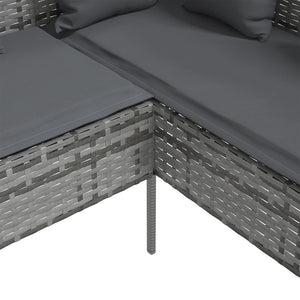 Divano a Forma di L con Cuscini in Polyrattan Grigio 318585