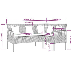 Divano a Forma di L con Cuscini in Polyrattan Grigio 318585