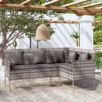 Divano a Forma di L con Cuscini in Polyrattan Grigio 318585