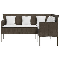 Divano a Forma di L con Cuscini in Polyrattan Marrone 318586