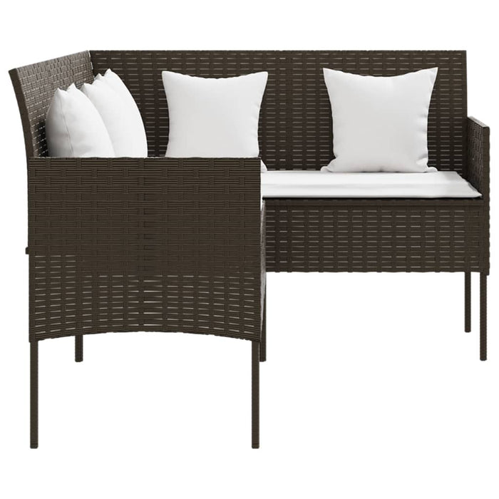 Divano a Forma di L con Cuscini in Polyrattan Marrone 318586