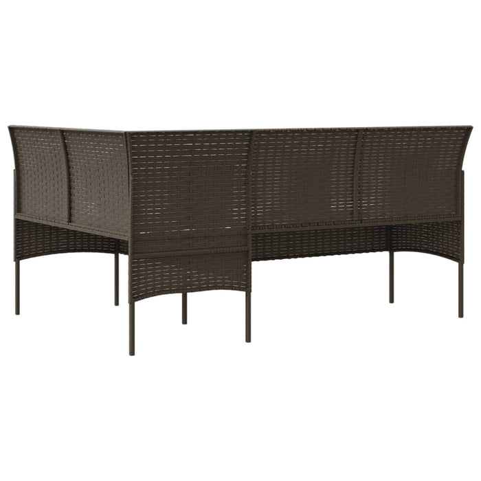 Divano a Forma di L con Cuscini in Polyrattan Marrone 318586