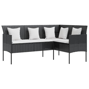 Divano a Forma di L con Cuscini in Polyrattan Nero 318587