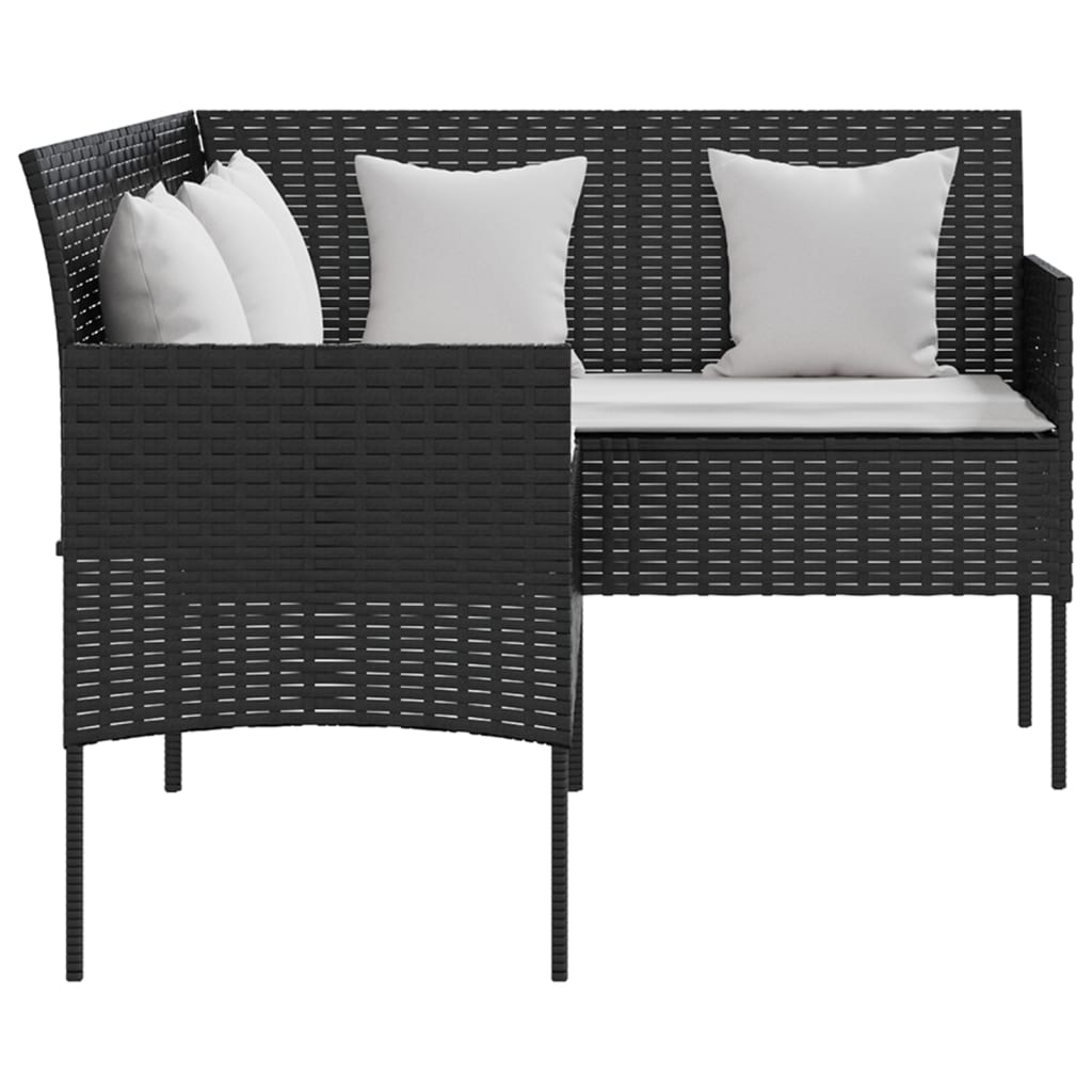 Divano a Forma di L con Cuscini in Polyrattan Nero 318587