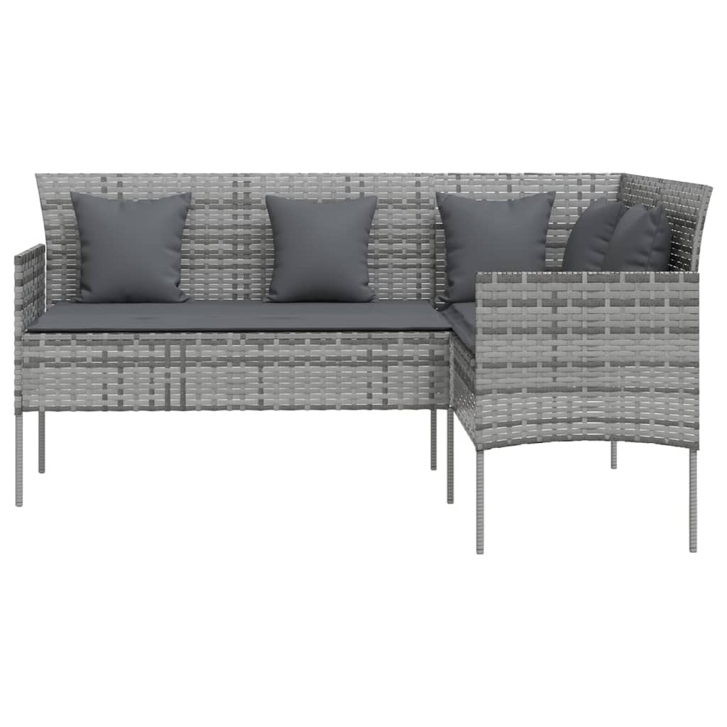 Divano a Forma di L con Cuscini in Polyrattan Grigio 318588