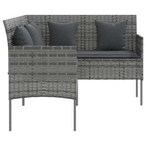 Divano a Forma di L con Cuscini in Polyrattan Grigio 318588