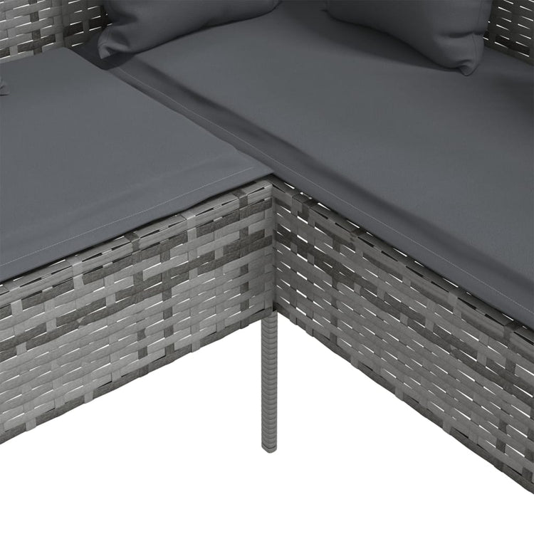 Divano a Forma di L con Cuscini in Polyrattan Grigio 318588