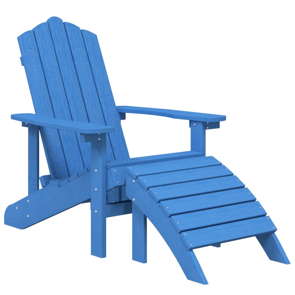 Sedia da Giardino Adirondack con Poggiapiedi Blu Acqua HDPE cod mxl 16623