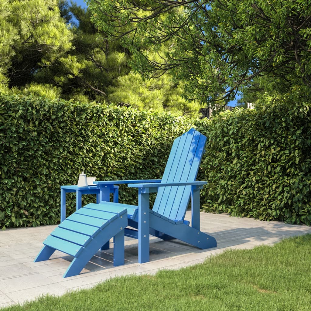 Sedia da Giardino Adirondack con Poggiapiedi Blu Acqua HDPE cod mxl 16623