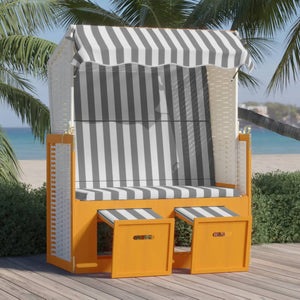 Strandkorb Tettoia Polyrattan e Legno Massello Bianco e Grigio