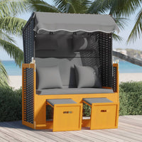 Strandkorb Cuscino Polyrattan e Legno Massello Nero e Antracite cod mxl 21106