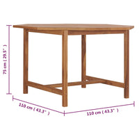 Tavolo Pranzo da Giardino Ø110x110x75 cm Legno Massello di Teak cod mxl 40913