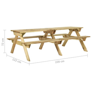 Tavolo da Picnic con Panche 220x122x72 cm in Pino Impregnato cod mxl 50621