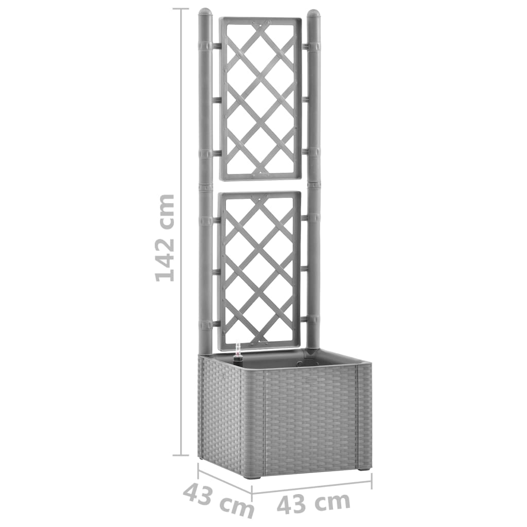 Letto Rialzato da Giardino con Graticcio e Irrigazione Grigio cod mxl 66992