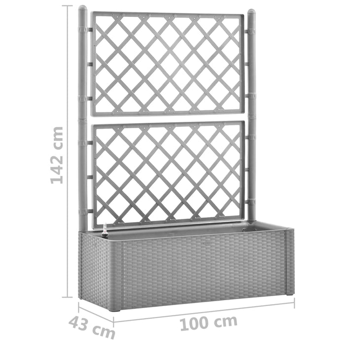 Letto Rialzato da Giardino con Graticcio e Irrigazione Grigio 317578