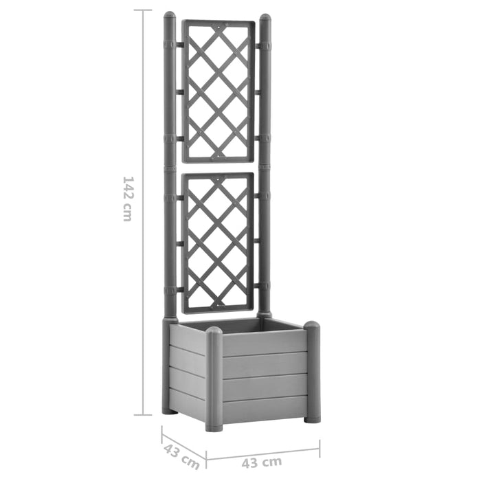 Fioriera da Giardino con Graticcio 43x43x142cm PP Grigio Pietra 317581