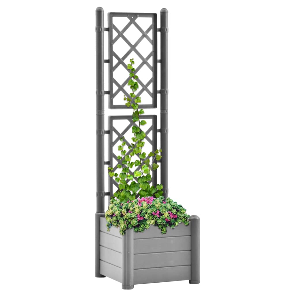 Fioriera da Giardino con Graticcio 43x43x142cm PP Grigio Pietra 317581