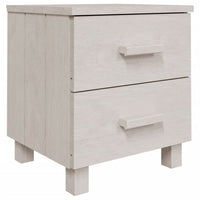 Comodino HAMAR Bianco 40x35x44,5 cm in Legno Massello di Pino 340405