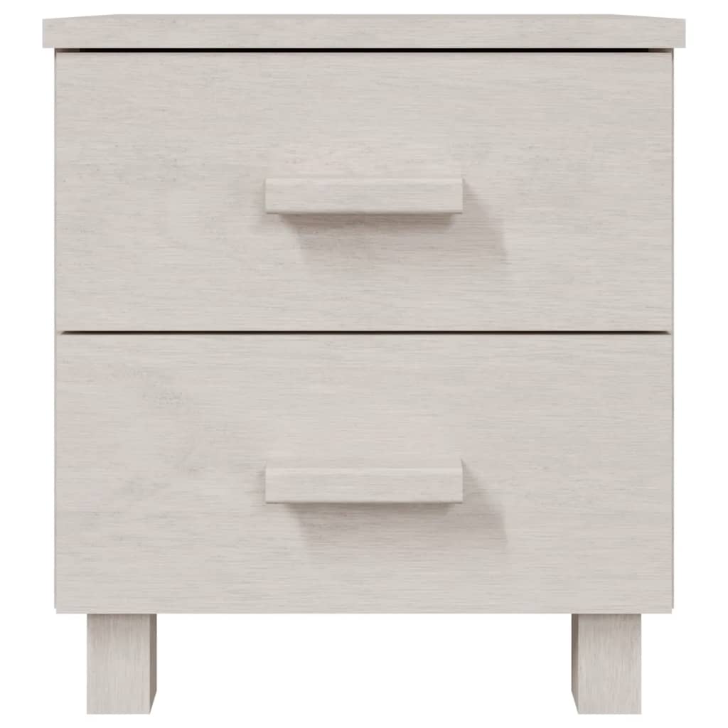 Comodino HAMAR Bianco 40x35x44,5 cm in Legno Massello di Pino 340405