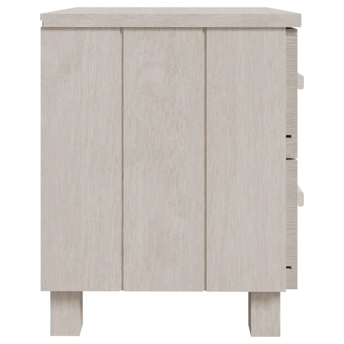 Comodino HAMAR Bianco 40x35x44,5 cm in Legno Massello di Pino 340405