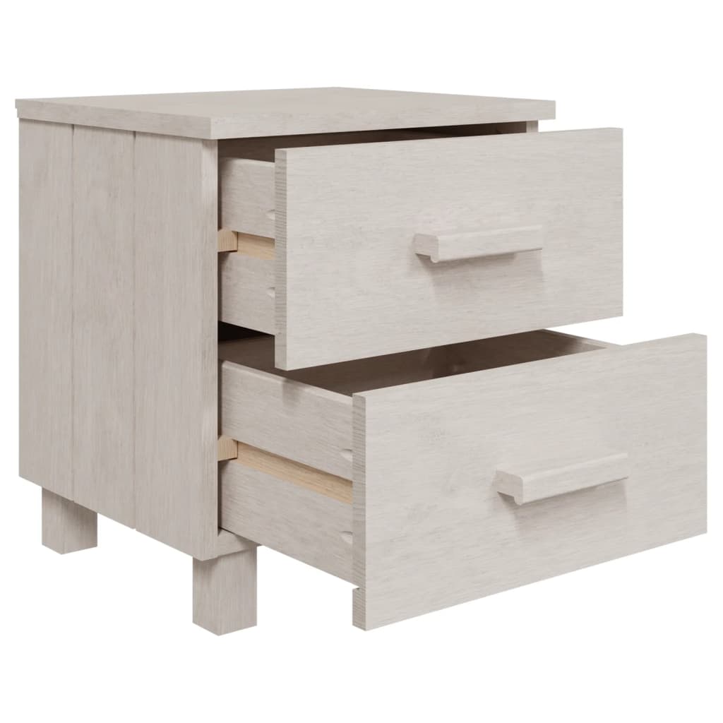 Comodino HAMAR Bianco 40x35x44,5 cm in Legno Massello di Pino 340405