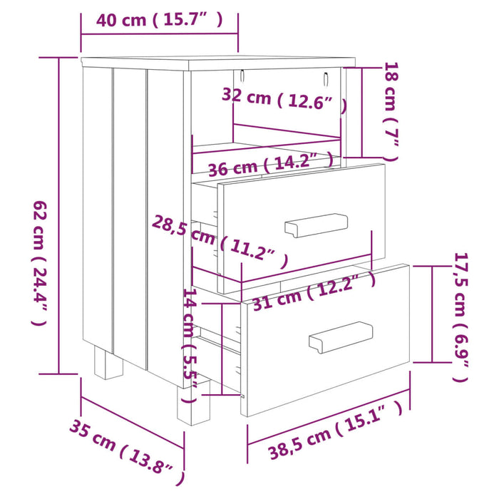 Comodino Bianco 40x35x62 cm in Legno Massello di Pino cod mxl 31181