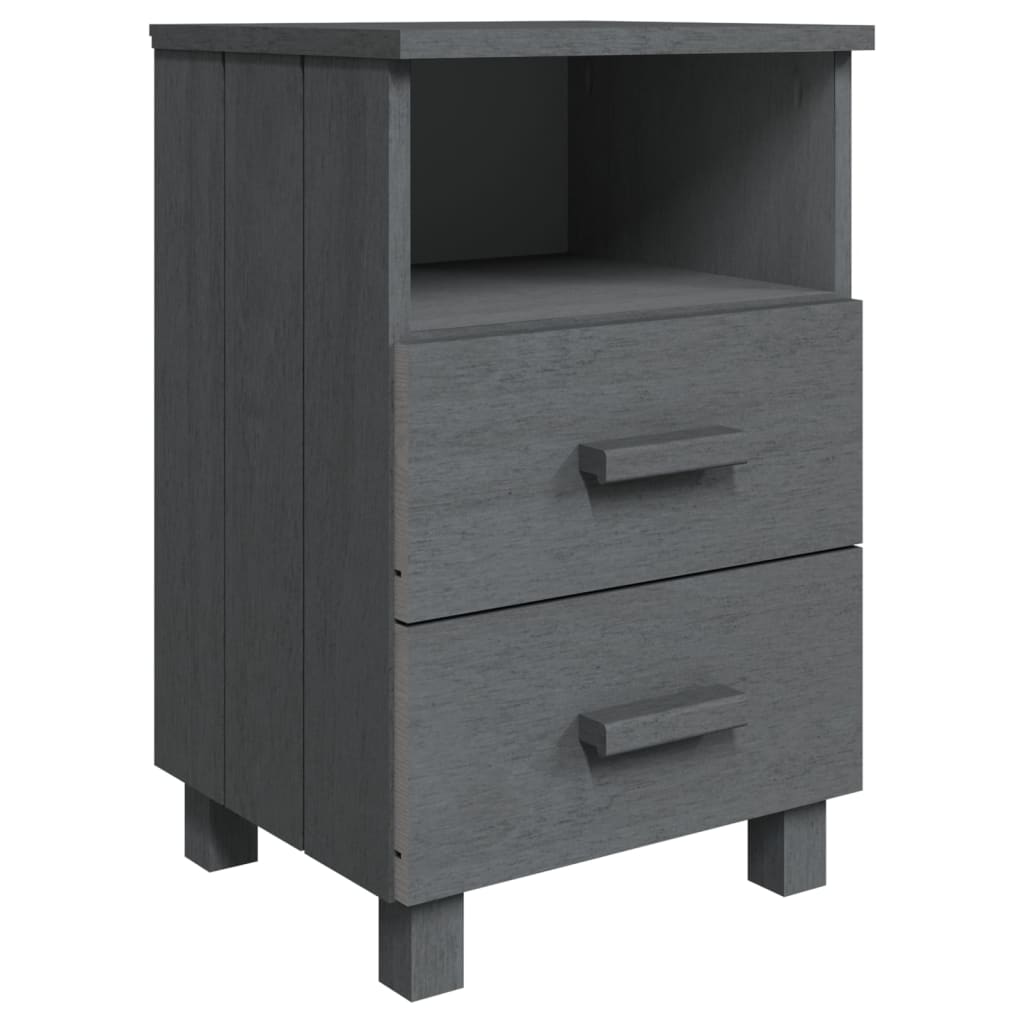 Comodini 2 pz Grigio Scuro 40x35x62cm in Legno Massello di Pino