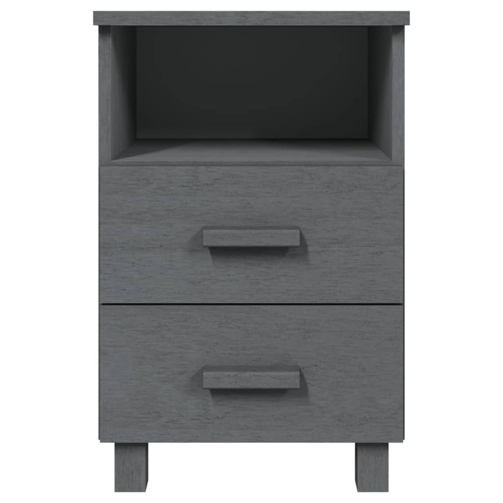 Comodini 2 pz Grigio Scuro 40x35x62cm in Legno Massello di Pino