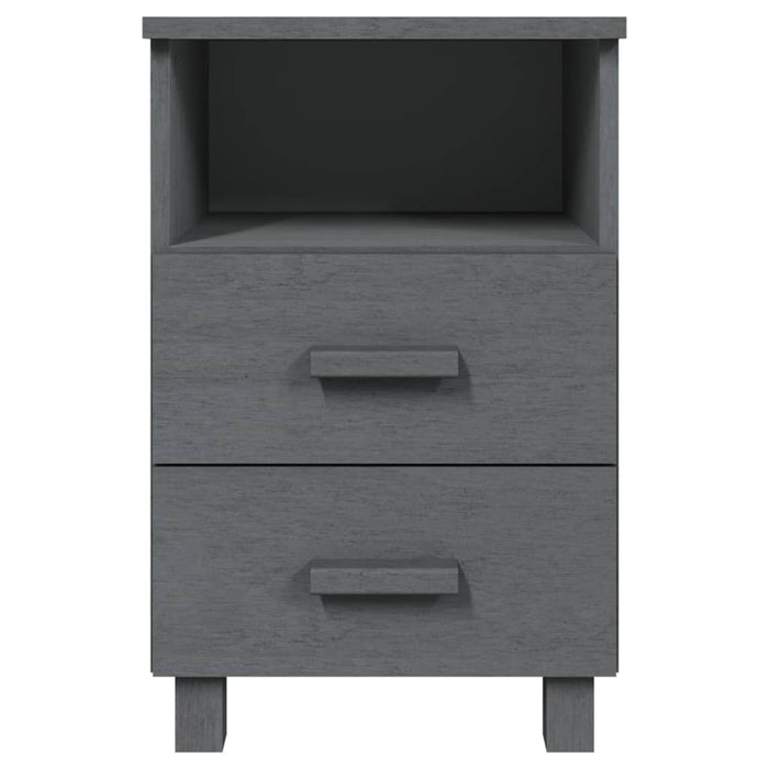 Comodini 2 pz Grigio Scuro 40x35x62cm in Legno Massello di Pino