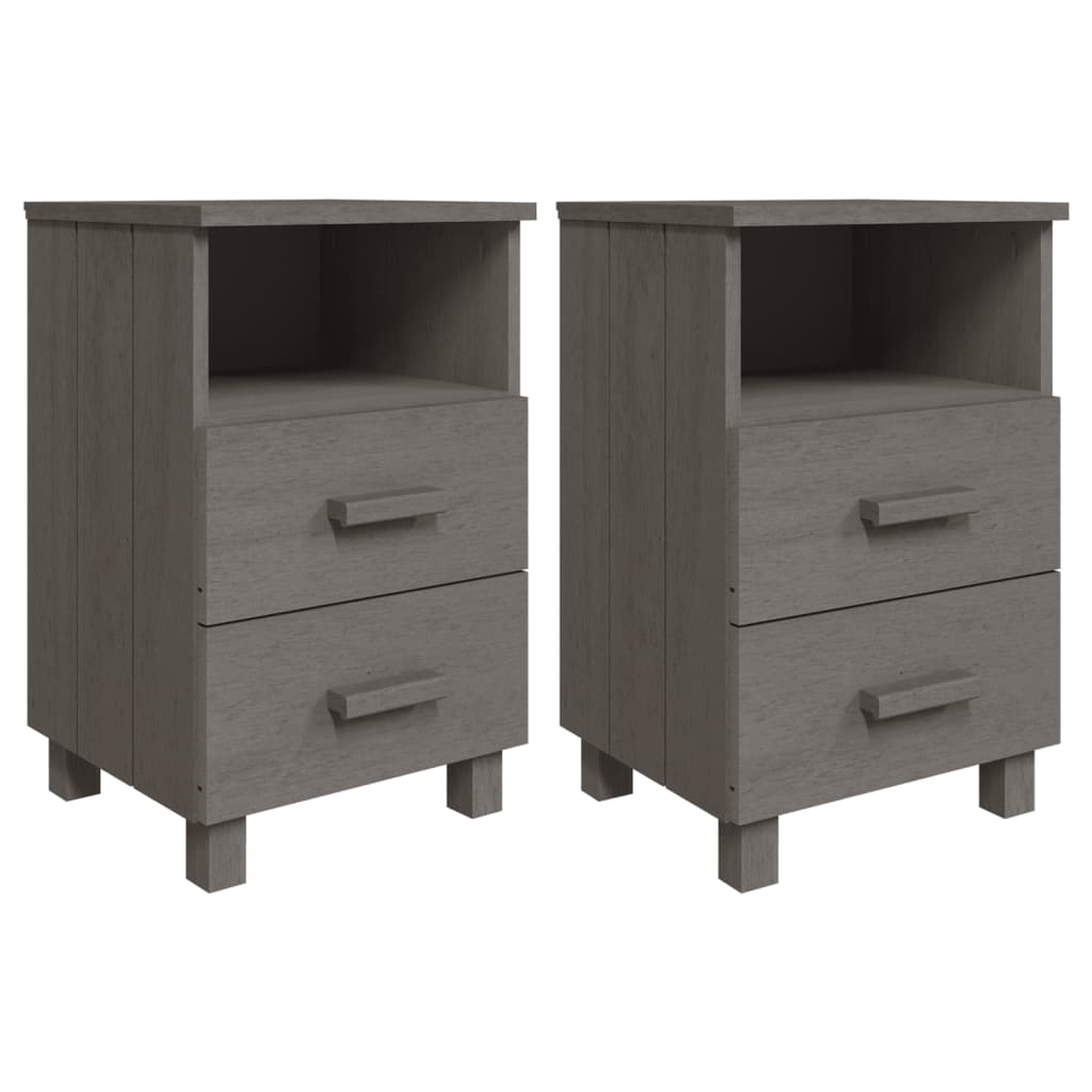 Comodini HAMAR 2 pz Grigio Chiaro 40x35x62 cm Legno di Pino 340419