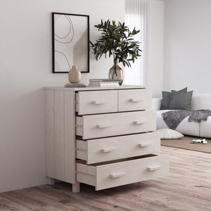 Credenza HAMAR Bianca 79x40x80 cm in Legno Massello di Pino 340421