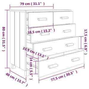 Credenza Bianca 79x40x80 cm in Legno Massello di Pino cod mxl 17061