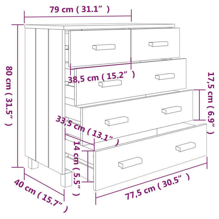 Credenza Grigio Chiaro 79x40x80 cm in Legno Massello di Pino cod mxl 19875