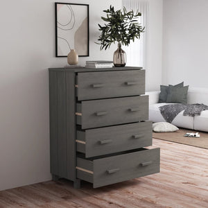 Credenza Grigio Chiaro 79x40x103,5 cm in Legno Massello di Pino