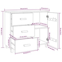 Credenza Marrone Miele 90x40x80 cm in Legno Massello di Pino cod mxl 18808