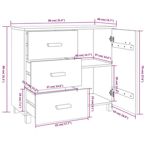 Credenza Marrone Miele 90x40x80 cm in Legno Massello di Pino cod mxl 18808