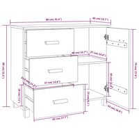 Credenza Grigio Scuro 90x40x80 cm in Legno Massello di Pino cod mxl 14110