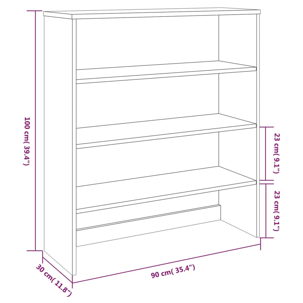 Ripiano per Credenza Grigio Chiaro 90x30x100 cm Legno di Pino