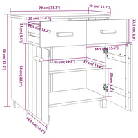 Credenza HAMAR Grigio Chiaro 79x40x80 cm Legno Massello di Pino 340439