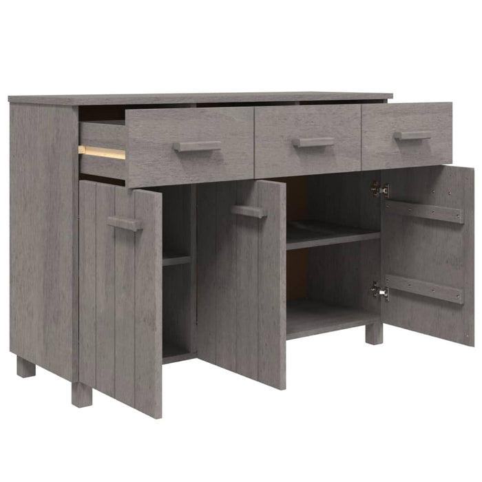 Credenza HAMAR Grigio Chiaro 113x40x80cm Legno Massello di Pino 340443