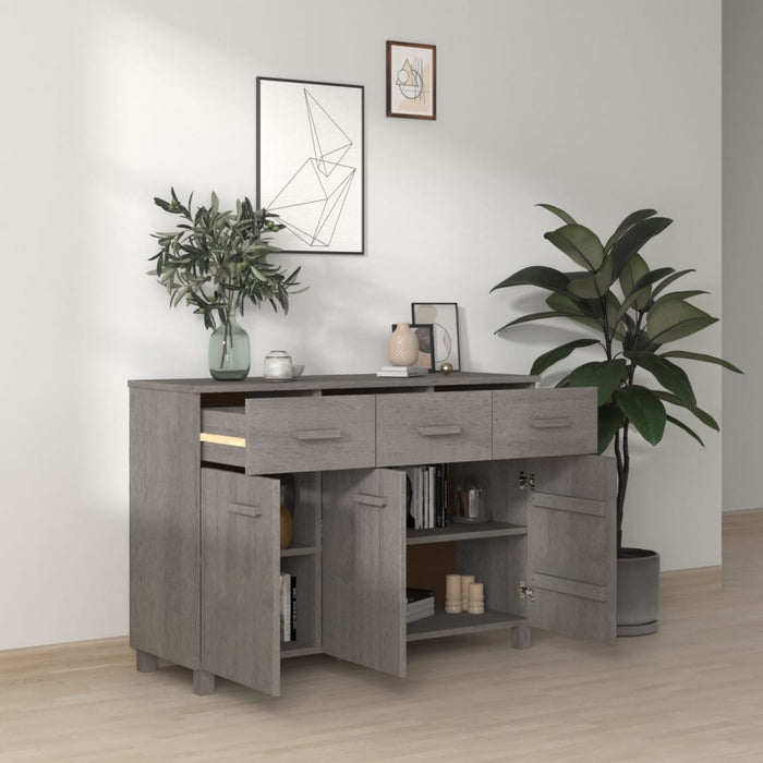 Credenza HAMAR Grigio Chiaro 113x40x80cm Legno Massello di Pino 340443