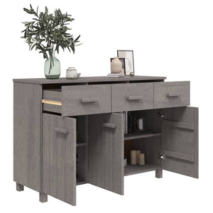 Credenza HAMAR Grigio Chiaro 113x40x80cm Legno Massello di Pino 340443