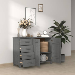 Credenza HAMAR Grigio Scuro 113x40x80 cm Legno Massello di Pino 340446