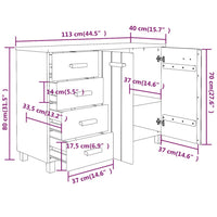 Credenza HAMAR Grigio Scuro 113x40x80 cm Legno Massello di Pino 340446