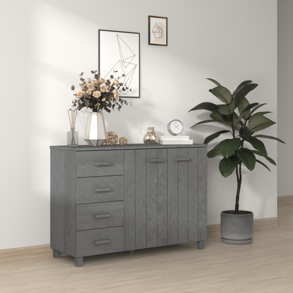 Credenza HAMAR Grigio Scuro 113x40x80 cm Legno Massello di Pino 340446